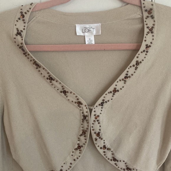 Loft Women’s Cropped Cardigan with Beaded details size M As Is - Picture 7 of 7